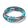 Non-magnetic Synthetic Hematite Bead & Synthetic Turquoise Bangle Making BJEW-JB10990-1