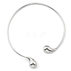 304 Stainless Steel Teardrop Open Cuff Choker Necklaces for Women NJEW-R003-01P-01-2