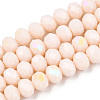 Electroplate Opaque Solid Color Glass Beads Strands X1-EGLA-A034-P8mm-L20-1