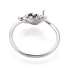 Flower Brass Micro Pave Clear Cubic Zirconia Cuff Ring Settings KK-T076-79P-3