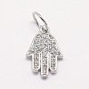 CZ Brass Micro Pave Cubic Zirconia Hamsa Hand/Hand of Fatima /Hand of Miriam Charms ZIRC-L018-03-2