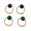 Ring with Half Round Glass Stud Earrings EJEW-L282-11G-1