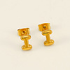 Chunk Letter 304 Stainless Steel Stud Earrings for Women EJEW-G386-01I-G-1