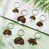 Natural Tiger Eye Chip & Alloy Tree of Life Pendant Keychain KEYC-JKC00648-07-2