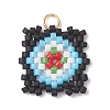 Handmade Glass Seed Beaded  Window Lattice Pattern Shape Pendants PALLOY-MZ00929-03-1