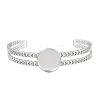 304 Stainless Steel Blank Cuff Bangle Bases with Flat Round Tray SA-CBA82C8-05A-P-2