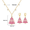 Christmas Tree Brass Enamel & Cubic Zirconia Hoop Earrings & Pendant Necklaces Sets for Women FS-WGBC4E9-03-3