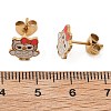 Brass Enamel Stud Earrings EJEW-B119-01G-02-5