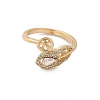 Leaf Brass Micro Pave Cubic Zirconia Cuff Ring Setting LS-KK-A244-01G-G-2