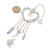 Natural Aquamarine Chip Beads with Brass Findings Pendant Decorations HJEW-JM01814-04-3