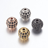 Brass Micro Pave Cubic Zirconia Beads ZIRC-E134-8mm-05-1