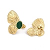 PVD Vacuum Plating 304 Stainless Steel Butterfly Stud Earrings with Enamel EJEW-Z075-05G-01-2