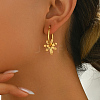 Stainless Steel Hollow Round with Flower Pendant Hoop Earrings for Women's Daily Countryside Accessories GV4631-1-3