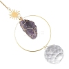 3Pcs Nuggets Natural Amethyst & Fluorite & Rose Quartz & Glass Round Hanging Suncatchers HJEW-JM04660-5