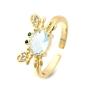 Ocean Theme Brass Micro Pave Cubic Zirconia Cuff Rings for Women RJEW-F184-17F-G-2