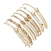 7Pcs 304 Stainless Steel Curb Chains & Water Wave Chains & Cable Chains & Figaro Chains & Wheat Chains Chain Bracelets Set for Women BJEW-JB12915-3