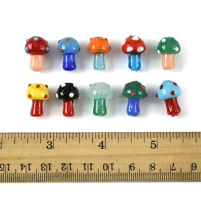 24Pcs 10 Colors Handmade Lampwork Beads Strands LAMP-FS0001-71-1