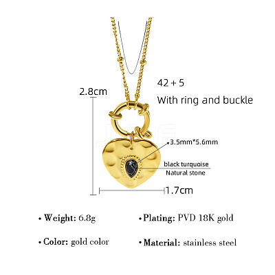 304 Stainless Steel Dyed Black Synthetic Turquoise Pendant Necklaces for Women WGB4F0A-01-1