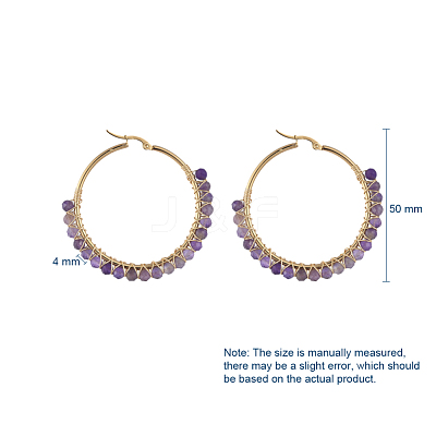 Beaded Hoop Earrings EJEW-JE03830-1