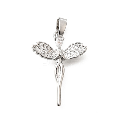 Brass Clear Cubic Zirconia Pendants KK-B187-20P-1