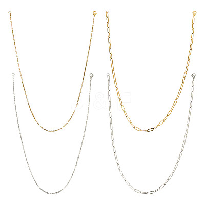 16Pcs 4 Style 304 Stainless Steel Chain Necklaces NJEW-TAC0026-1