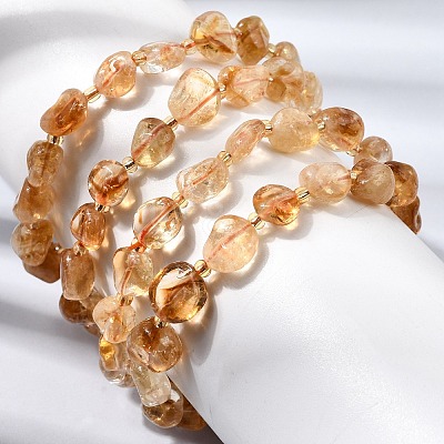 Heated Natural Citrine Beaded Stretch Bracelets GG-CBA05D5-02B-10-1