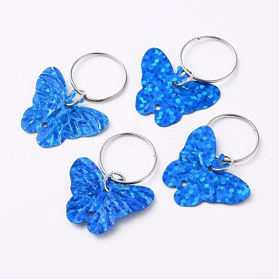 Plastic Paillette/Sequin Hair Braid Rings Pendants KEYC-TAC0001-02C-1