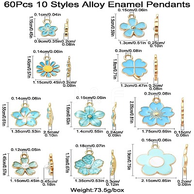 60Pcs 10 Styles Alloy Enamel Pendants FIND-CJ0002-33-1