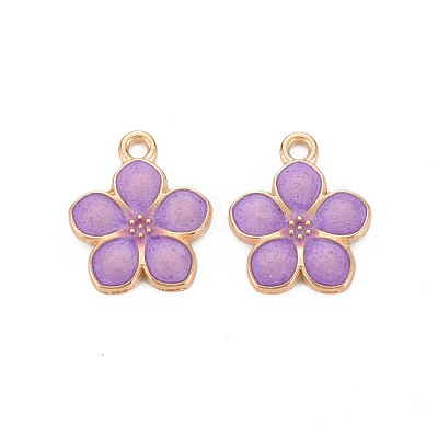 Light Gold Plated Alloy Enamel Pendants ENAM-R136-17G-1