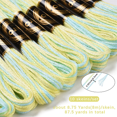 10 Skeins 6-Ply Polyester Embroidery Floss OCOR-CY0004-38I-1