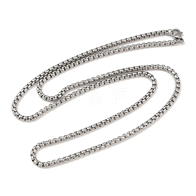 Tarnish Resistant Trendy Men's 201 Stainless Steel Box Chain Necklaces NJEW-L043A-46P-1