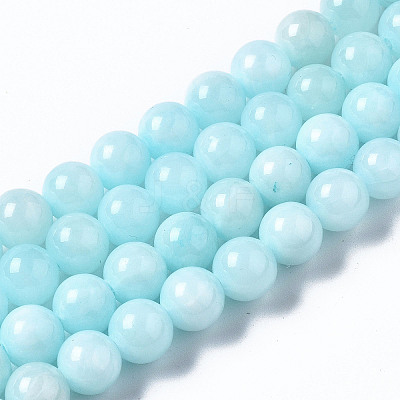 Natural Dyed Yellow Jade Gemstone Bead Strands G-R271-8mm-Y04-1
