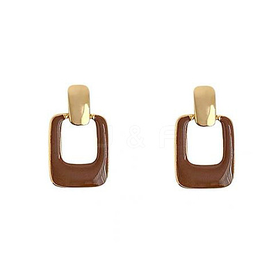 Rectangle Alloy Enamel Dangle Stud Earrings FS-WG08EF2-02-1