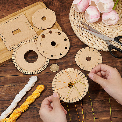 1 Set 6Pcs Wooden Bracelet Knitting Loom Boards TOOL-BC0002-99-1