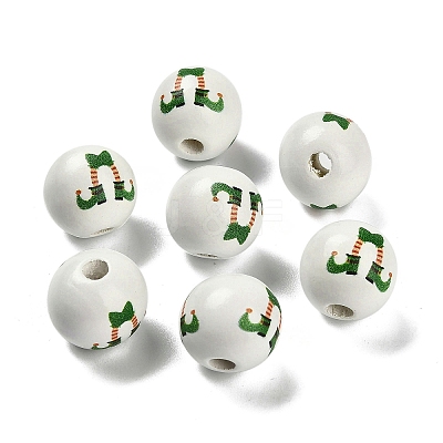St. Patrick's Day Series Printed Schima Wood European Beads WOOD-V002-01D-1