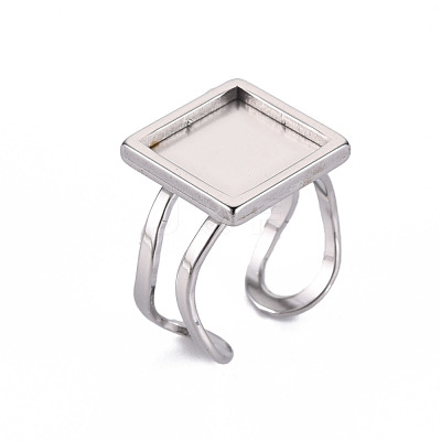 Non-Tarnish 201 Stainless Steel Cuff Pad Ring Settings X-STAS-S080-041B-P-1