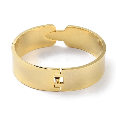 PVD Vacuum Plating Word Love 304 Stainless Steel wide Hinged Bangles BJEW-G700-05G-1
