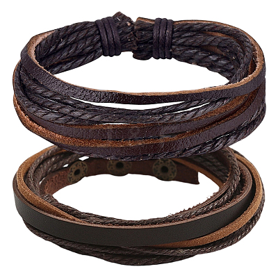 1Pc Cowhide Leather Cord Multi-strand Bracelets BJEW-CL0001-48A-1