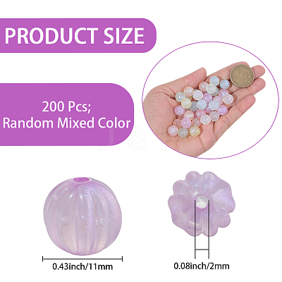 200Pcs Luminous Acrylic Beads OACR-PA0001-16-1
