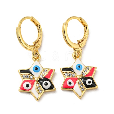 Golden Brass Dangle Leverback Earrings EJEW-A033-19G-03-1