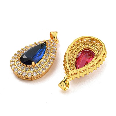 Rack Plating Brass Micro Pave Cubic Zirconia Pendants KK-H469-01G-1