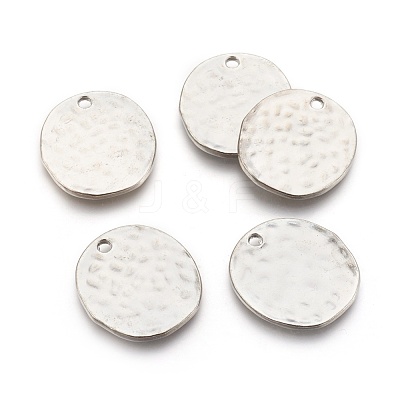 Alloy Blank Flat Round Hammered Pendants PALLOY-M031-07P-NF-1