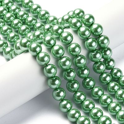 Eco-Friendly Dyed Glass Pearl Round Beads Strands HY-A002-12mm-RB008N-1