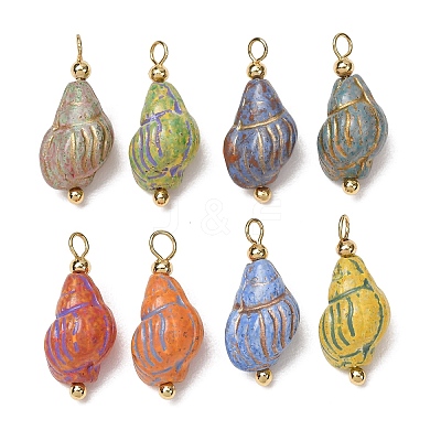 Baking Paint & Golden Metal Enlaced Glass Pendants GL-CBA010C-07G-1
