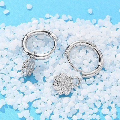 Brass Clear Cubic Zirconia Hoop Earrings EJEW-Q014-06P-1