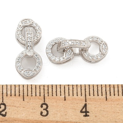 925 Sterling Silver Micro Pave Clear Cubic Zirconia Fold Over Clasps STER-U001-10P-1