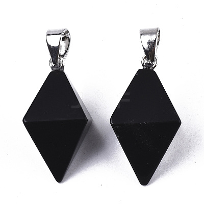 Natural Black Stone Double Terminated Pointed Pendants G-S359-093A-1