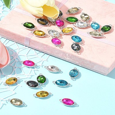 28Pcs 7 Colors Alloy Glass Links/Connectors GLAA-FS0001-93-1