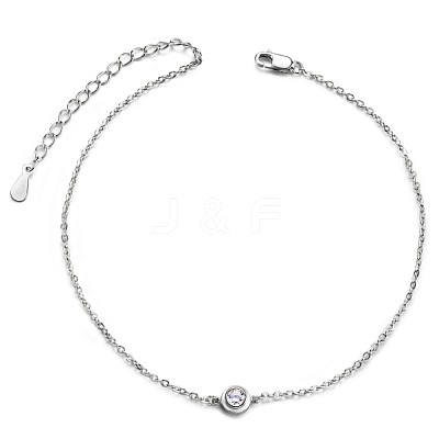 Classic Rhodium Plated 925 Sterling Silver Anklet JA40B-1