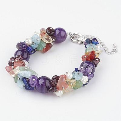 Gemstone Beaded Chakra Bracelets BJEW-JB02568-1
